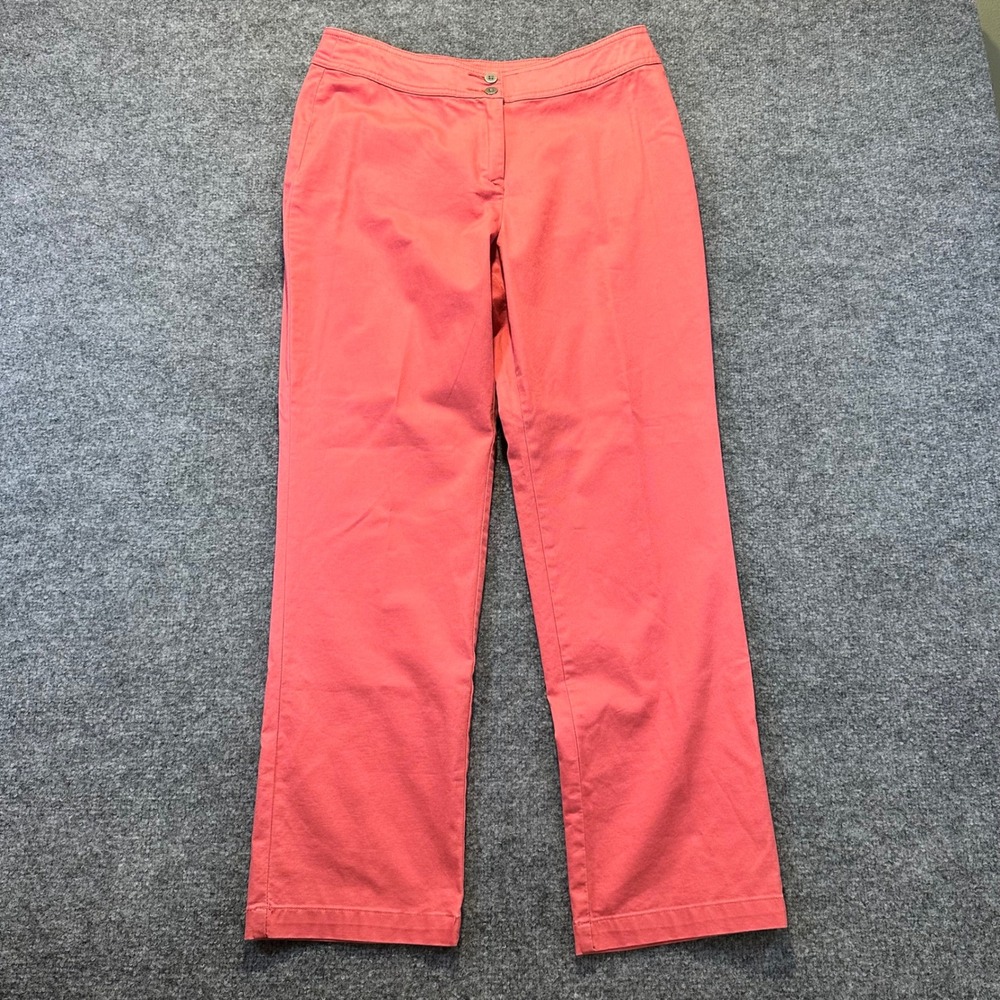 Chico's Straight Leg Pants Women Size 1.5 Coral Pink Preppy Career Casual